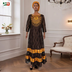 African Clothing for Women – Traditional Plus Size Floral Embroidered Dress