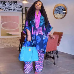 2PC Set – Ankara Dashiki Print Top and Pants, Elegant Fashion Outfit
