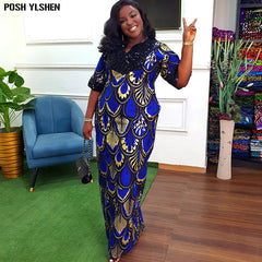 Buy Luxury African Long Gown – Sequin Embellished Caftan Dress with Floral Print and Slit for only $61.49 at Flexi Africa!