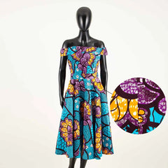 African Dresses for Women Ankara Print Off Shoulder Traditional African Clothing Strapless Dress Ankara Attire A722516 - Free Delivery Worldwide only at Flexi Africa