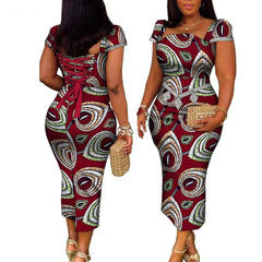 African Wax Print Summer Gown for Women – Elegant Ankara Bandage Dress - Free Delivery Worldwide only at Flexi Africa