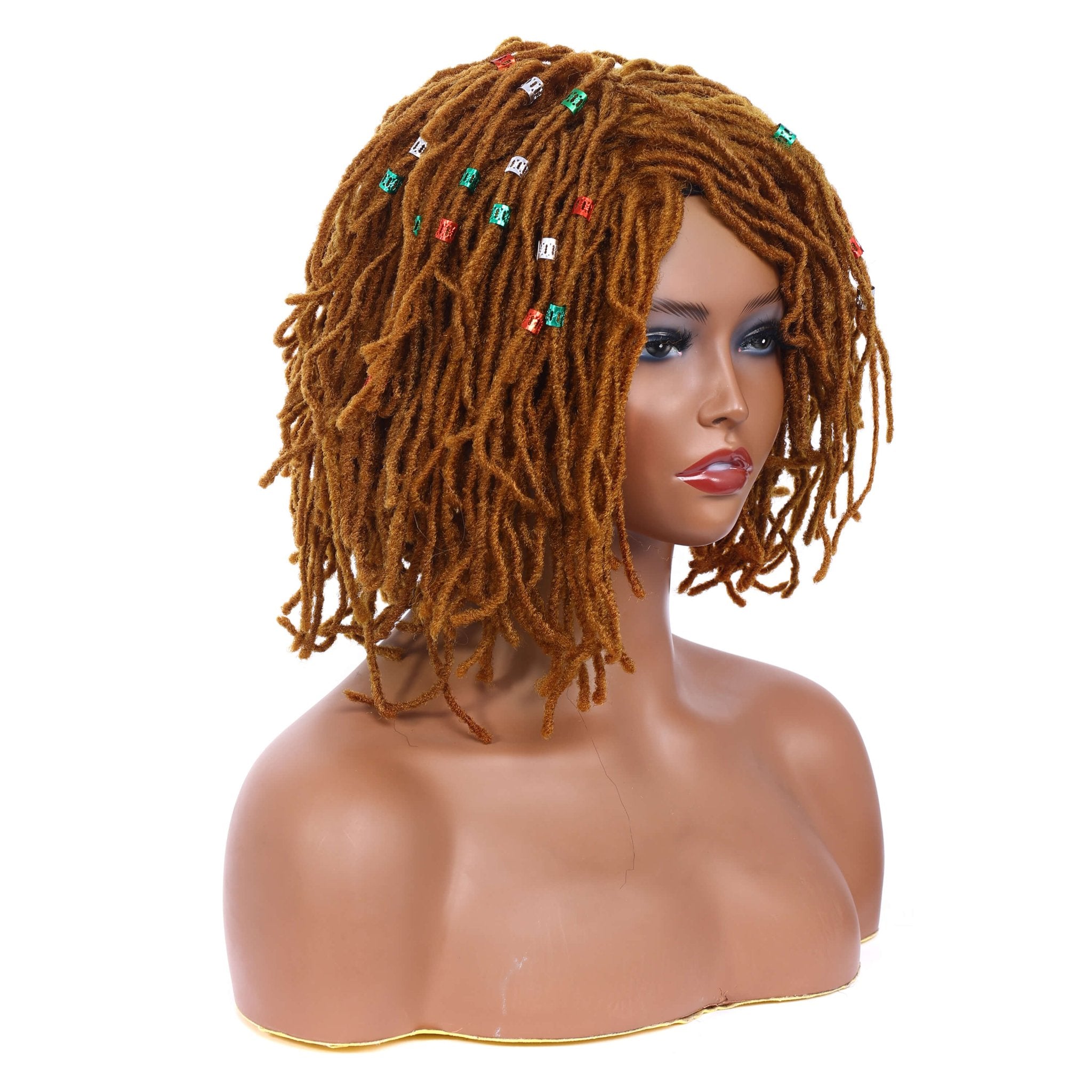 10" Braided Wigs Afro Bob Wig Synthetic Dreadlock Wigs Short Curly - Flexi Africa - Flexi Africa offers Free Delivery Worldwide - Vibrant African traditional clothing showcasing bold prints and intricate designs