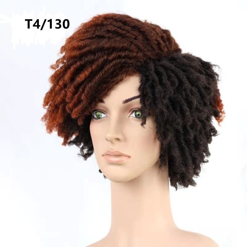 10" Braided Wigs Afro Bob Wig Synthetic Dreadlock Wigs Short Curly - Flexi Africa - Flexi Africa offers Free Delivery Worldwide - Vibrant African traditional clothing showcasing bold prints and intricate designs