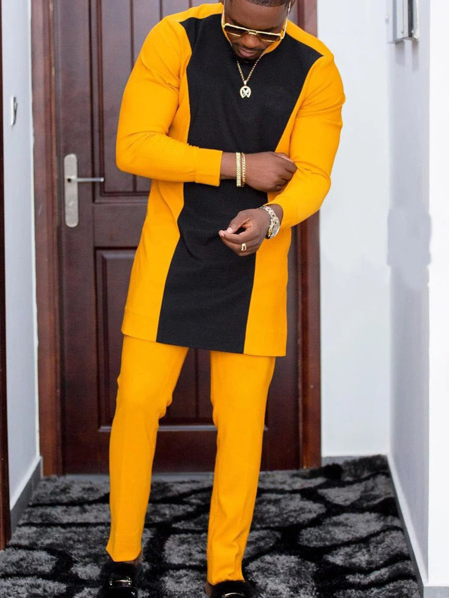 2024 New in Nigerian African Men Traditional Outfit 2 Piece Sets High Quality Fashion Shirts and Pants Africa Clothes Costumes - Free Delivery Worldwide only at Flexi Africa