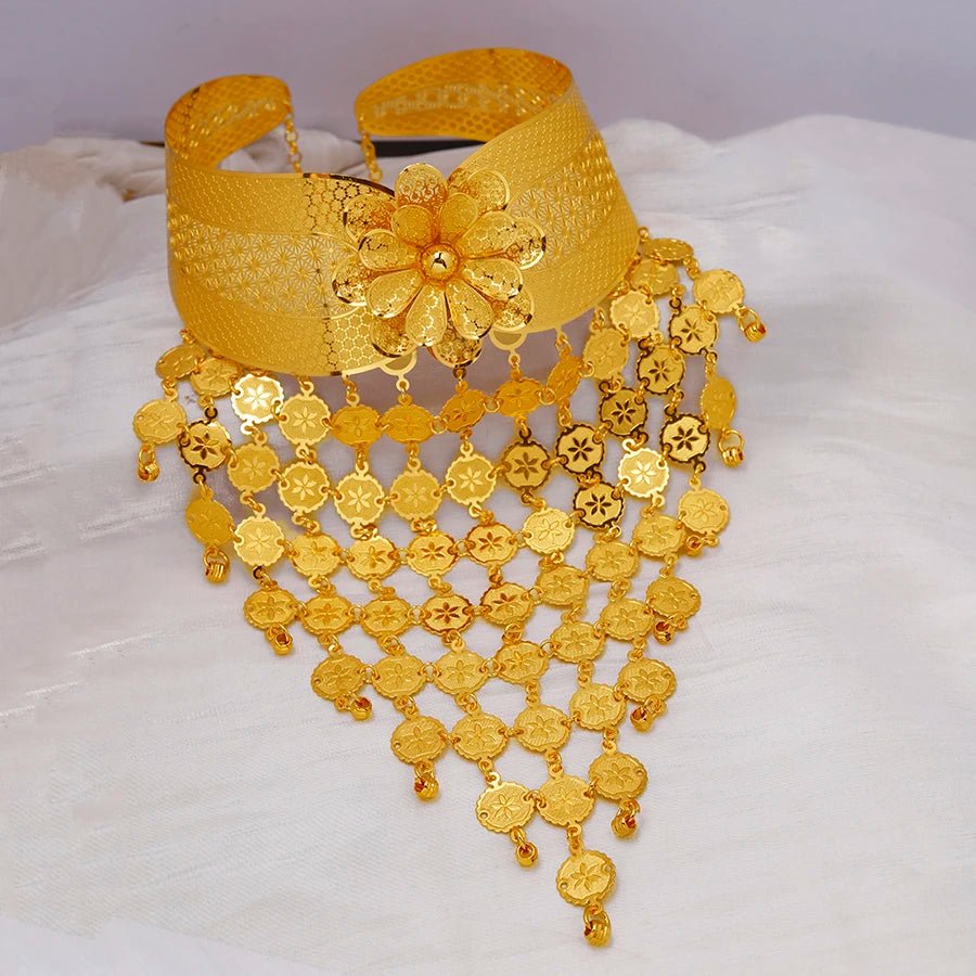 2PC Ethiopian Jewelry Set for Women – Gold - Tone Necklace & Earrings - Free Delivery Worldwide only at Flexi Africa