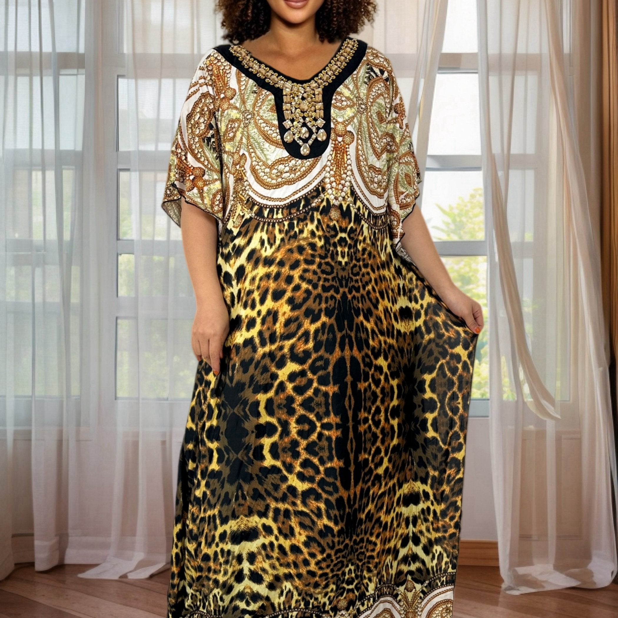 African-Inspired Loose Fit Maxi Dress – Elegant Oversized Gown for Women