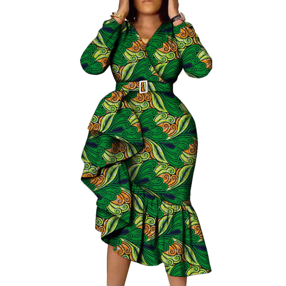 Green patterned dress 