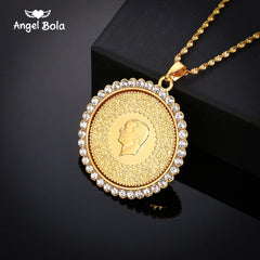 Gold Coin Necklace and Bracelet Jewelry Set for Women & Men – Middle Eastern African Inspired Gift - Free Delivery Worldwide only at Flexi Africa