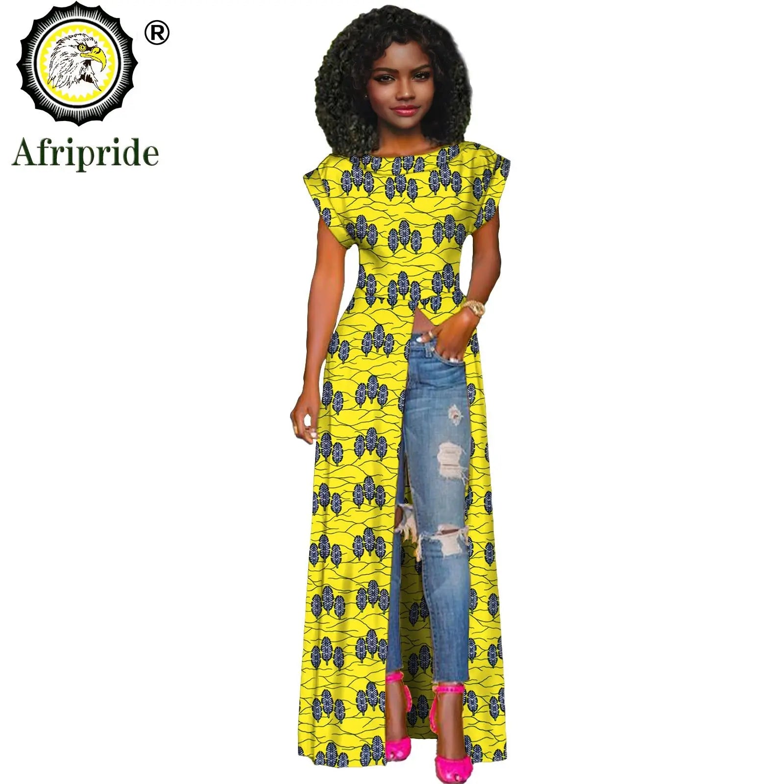 African Women's Long Trench Coat – Short Sleeve Bazin Riche Overcoat