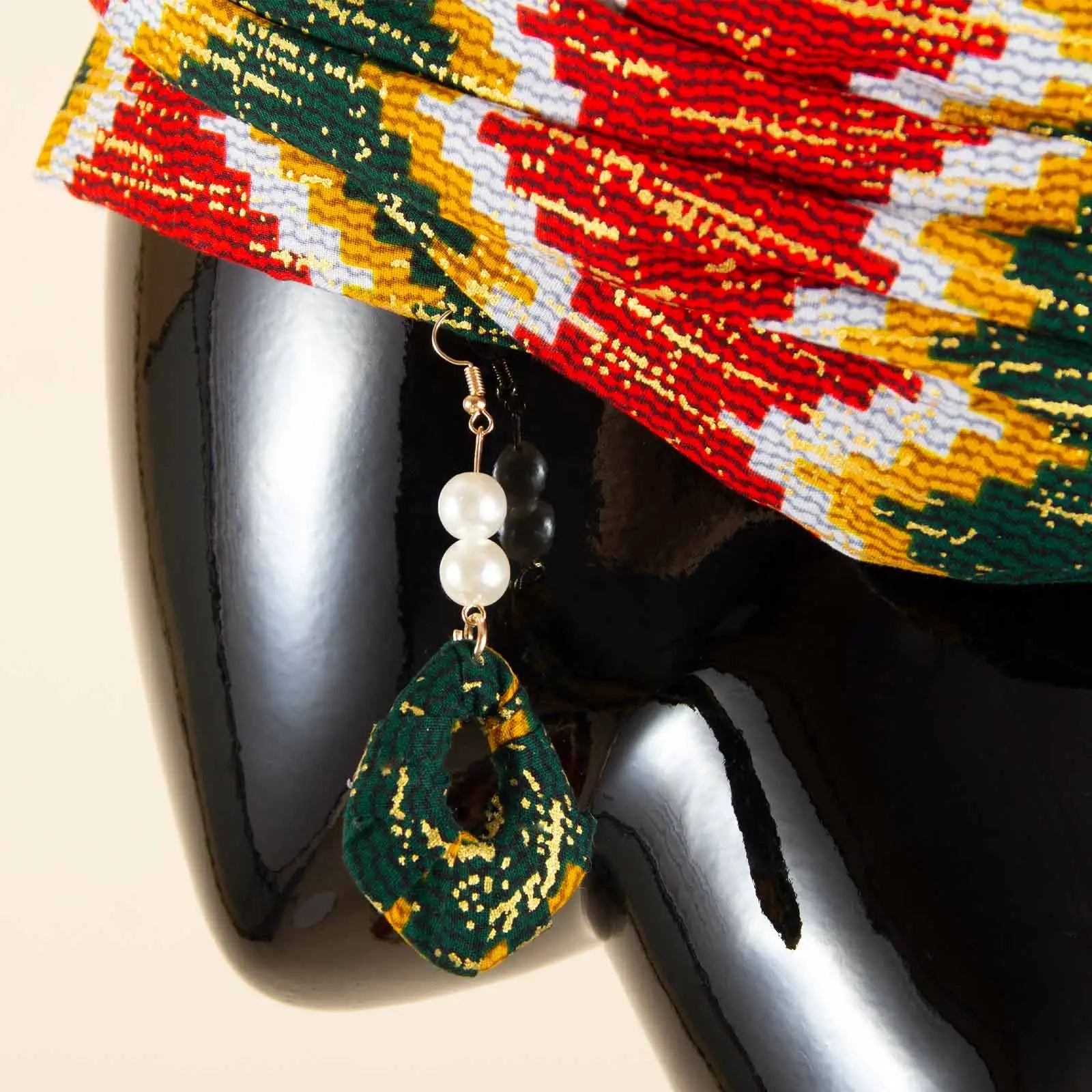 Elegant African Off-Shoulder Maxi Dress with Matching Headscarf & Earrings