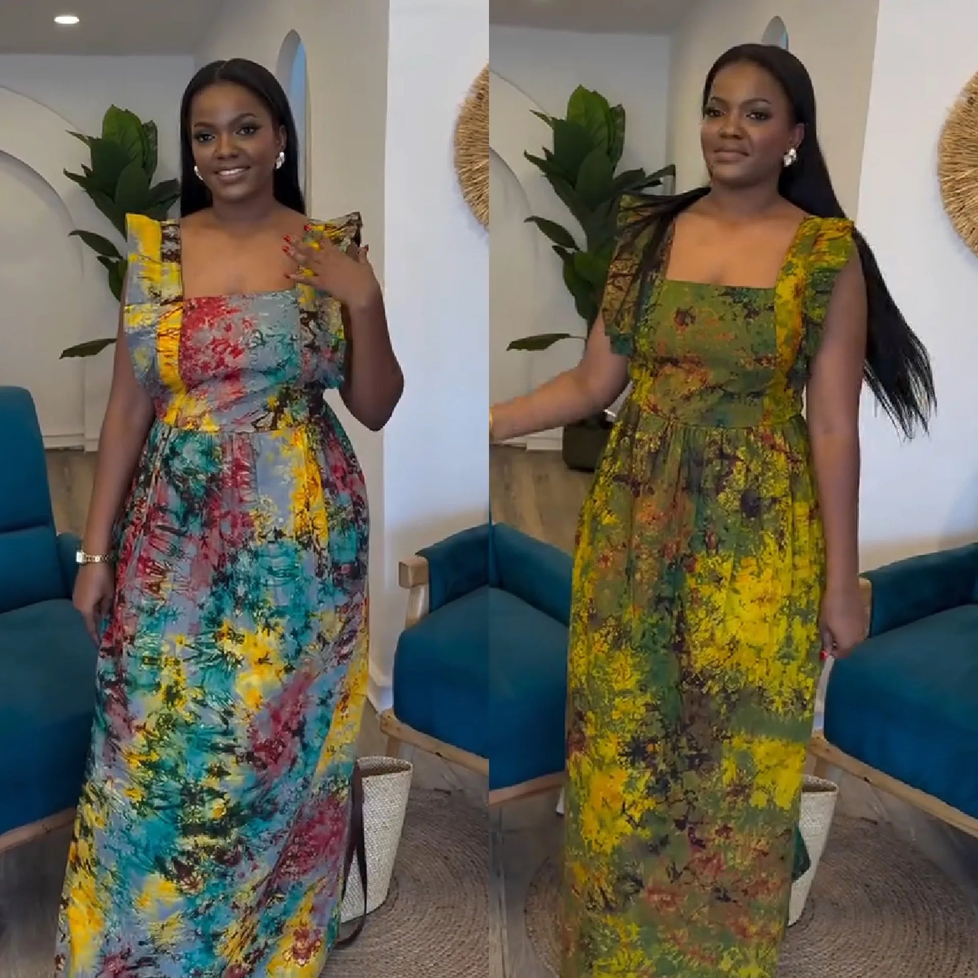 African Dresses For Women 2025 New African Clothes Dashiki Spaghetti Strap Ankara Bazin Traditional Robe Africa Long Dress