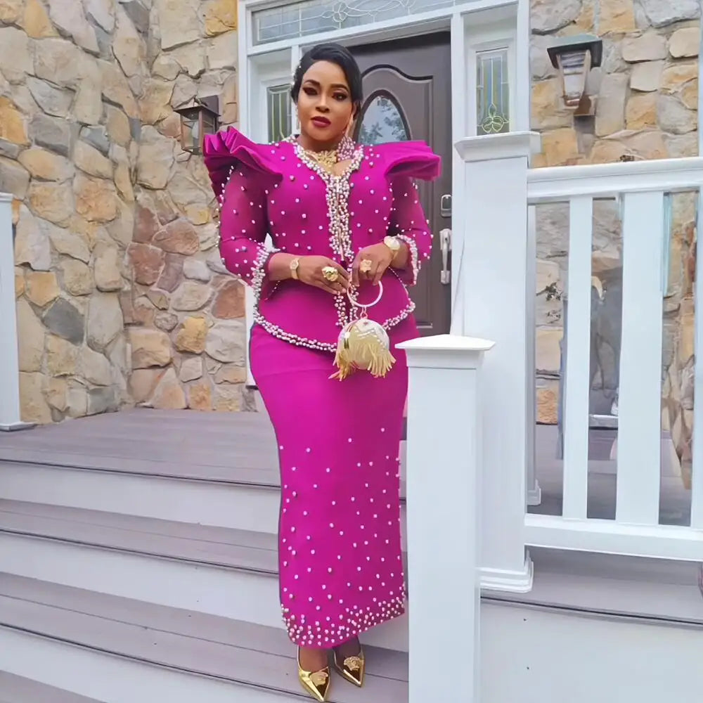 Buy Elegant African Women’s Dress Suit – Luxury Mesh Fabric Fashion for only $103.01 at Flexi Africa!