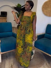 African Dresses For Women 2025 New African Clothes Dashiki Spaghetti Strap Ankara Bazin Traditional Robe Africa Long Dress