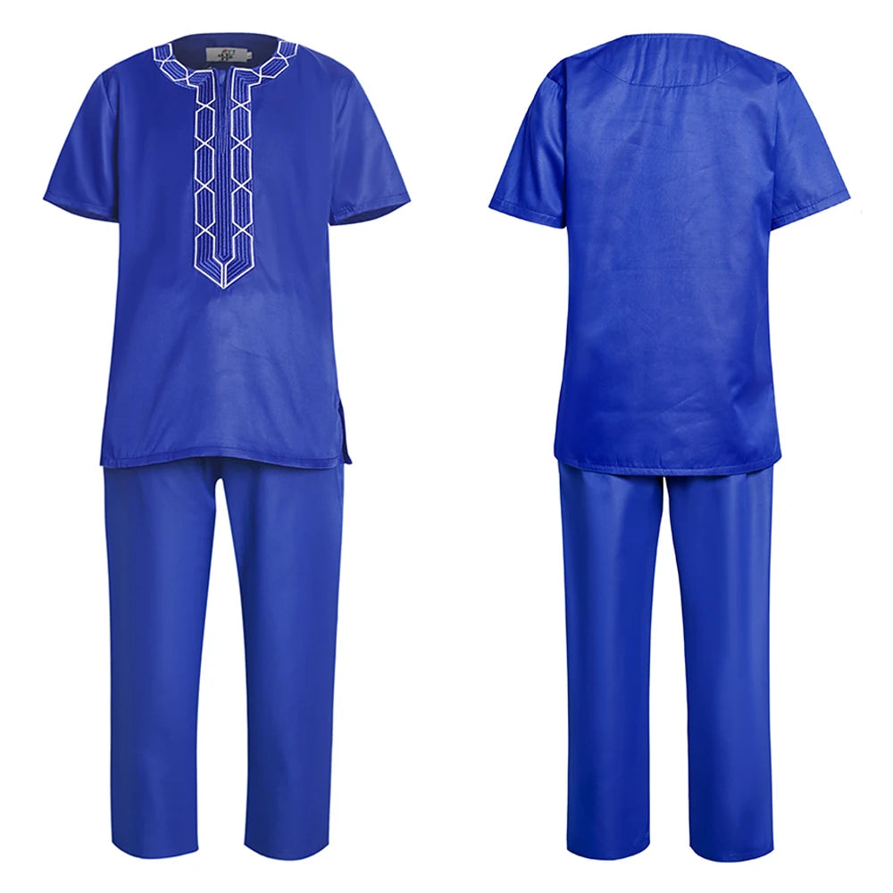 Buy Shirt Pants 2PC Set For Kids Boys African Children Short Sleeve Top Trouser Suit Robe for only $22.12 at Flexi Africa!