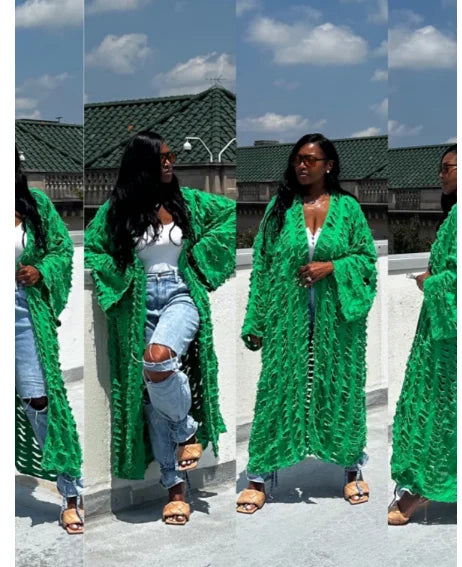 African Fashion Cardigans For Women Summer 2025 Sexy Hollow Denim Long Down Coat Plus Europe Lady Swimwear Long Kimonos