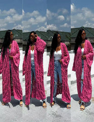 African Fashion Cardigans For Women Summer 2025 Sexy Hollow Denim Long Down Coat Plus Europe Lady Swimwear Long Kimonos