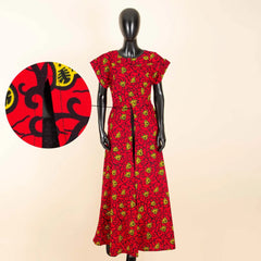 African Women's Long Trench Coat – Short Sleeve Bazin Riche Overcoat