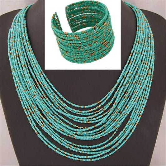 Acrylic Bead Jewelry Sets: Fashionable Necklaces and Bangles for Women - Multicolor Necklace New Jewelry Set - Flexi Africa