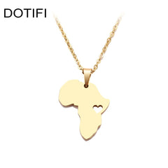 Africa Map Gold Pendant Necklace 45cm Stainless Steel Engagement Jewelry - Free Delivery Worldwide only at Flexi Africa