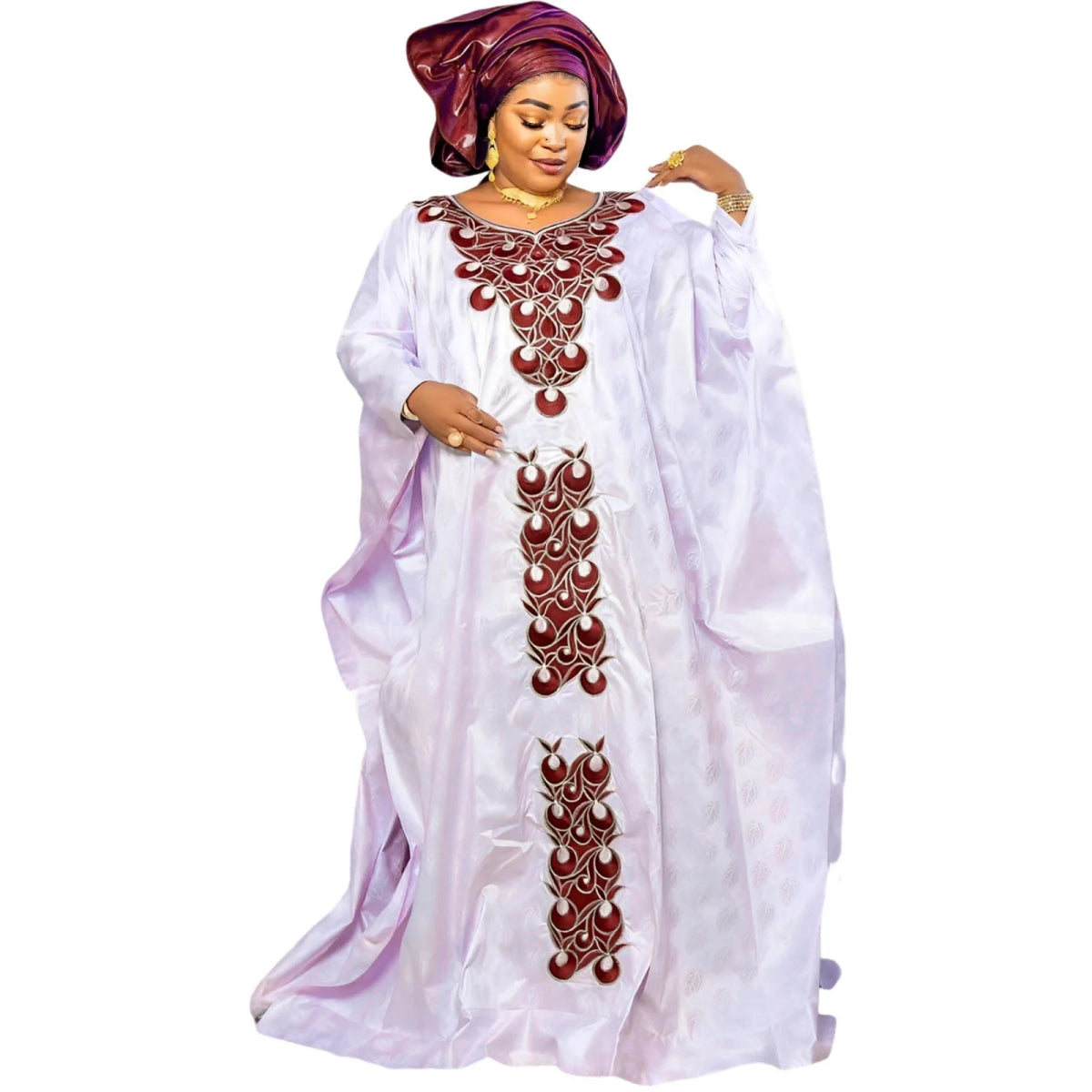 African Abaya Dress for Women – Embroidered Elegance Plus Size Church & Party Wear - Free Delivery Worldwide only at Flexi Africa