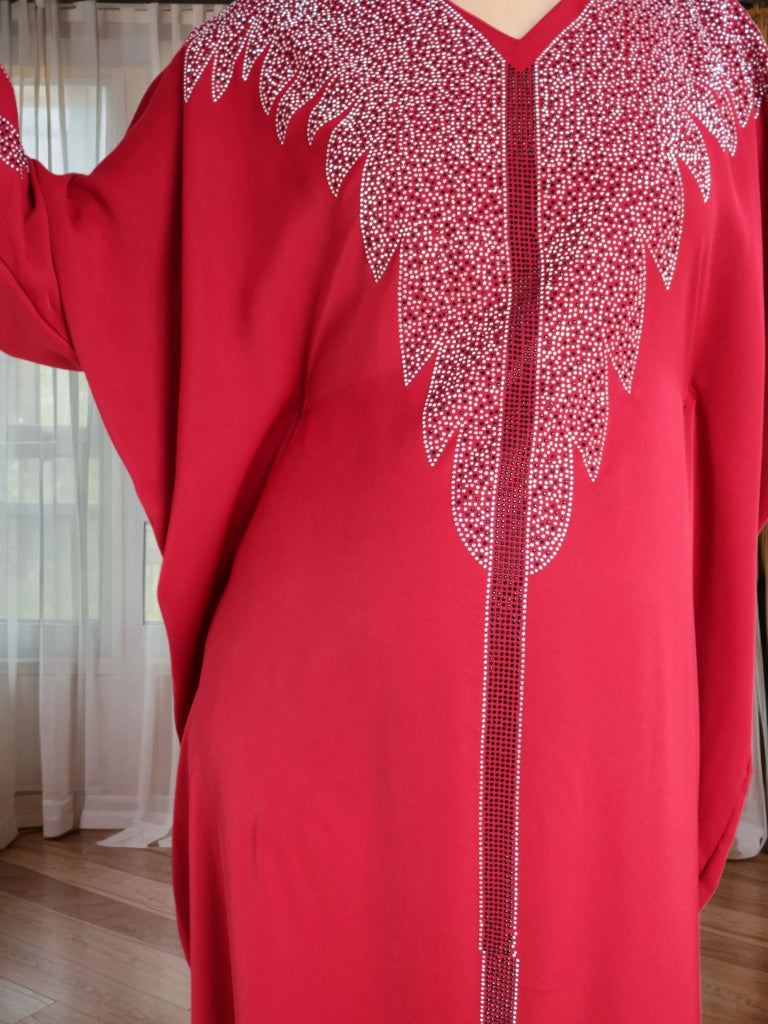 African Ankara Dashiki Kaftan Dress for Women – Rhinestone Wedding & Party Gown - Free Delivery Worldwide only at Flexi Africa