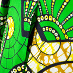 African Ankara Patchwork A - Line Dress – Women’s V - Neck Short Sleeve Party Dress with Headscarf - Free Delivery Worldwide only at Flexi Africa