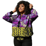 African Ankara Print Bomber Jacket for Women – Cotton Couture Zip - Up Jacket - Free Delivery Worldwide only at Flexi Africa