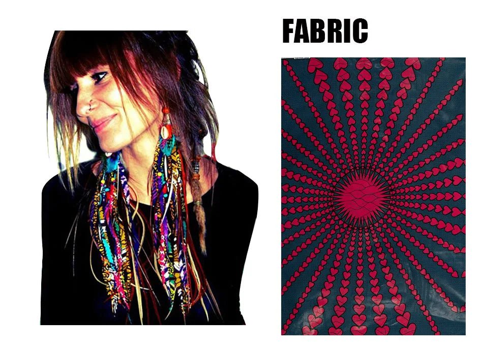 African Ankara Tassel Earrings – Handmade Boho Long Tribal Fabric Jewelry - Free Delivery Worldwide only at Flexi Africa