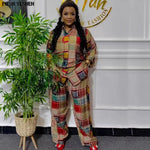 African Ankara Women’s 2PC Set – Matching Pants and Top, Plus Size Elegant Outfit - Free Delivery Worldwide only at Flexi Africa
