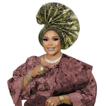 African Auto Gele Headwrap – Bold Fan - Shaped Ready - Made Headtie for Women - Free Delivery Worldwide only at Flexi Africa