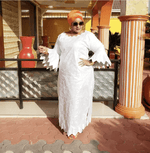 African Bazin Riche Plus Size Dress – Elegant Embroidered Party & Church Dress - Free Delivery Worldwide only at Flexi Africa