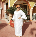 African Bazin Riche Plus Size Dress – Elegant Embroidered Party & Church Dress - Free Delivery Worldwide only at Flexi Africa