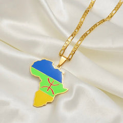 African Berber Pendant Necklaces: Stylish Jewelry Featuring the Africa Map for Women and Men - Free Delivery