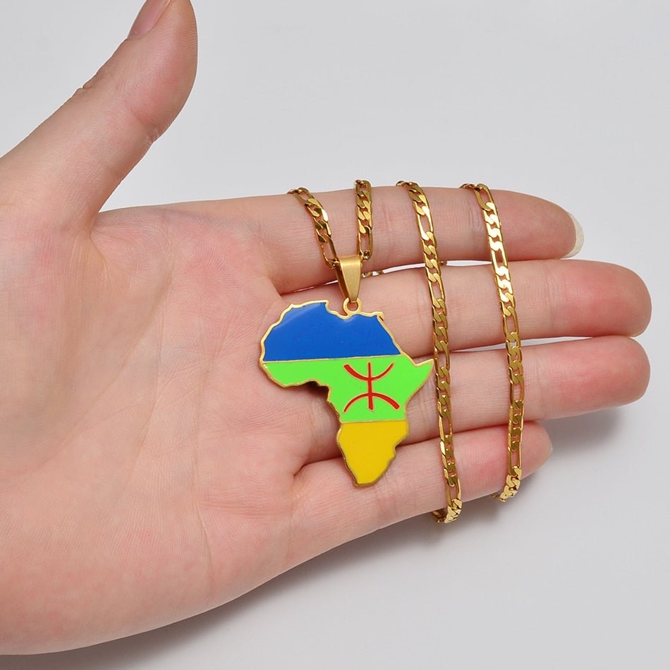 African Berber Pendant Necklaces: Stylish Jewelry Featuring the Africa Map for Women and Men - Free Delivery Worldwide only at Flexi Africa