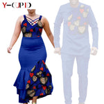 African Clothes for Couple Print Long Dresses for Women Dashiki Men Outfits Shirts and Pants 2 Piece Sets for Wedding A21C005 - Free Delivery Worldwide only at Flexi Africa