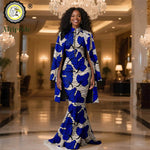 African Clothes for Women 2PC Set – Single Breasted Jacket and Zipper Maxi Dress Ankara Print Outfit - Free Delivery Worldwide only at Flexi Africa