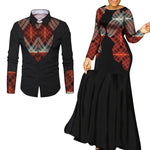 African Couple Matching Outfits – Elegant Lovers’ Traditional Clothing Set, Men’s Shirt & Women’s Long Maxi Dress - Free Delivery Worldwide only at Flexi Africa