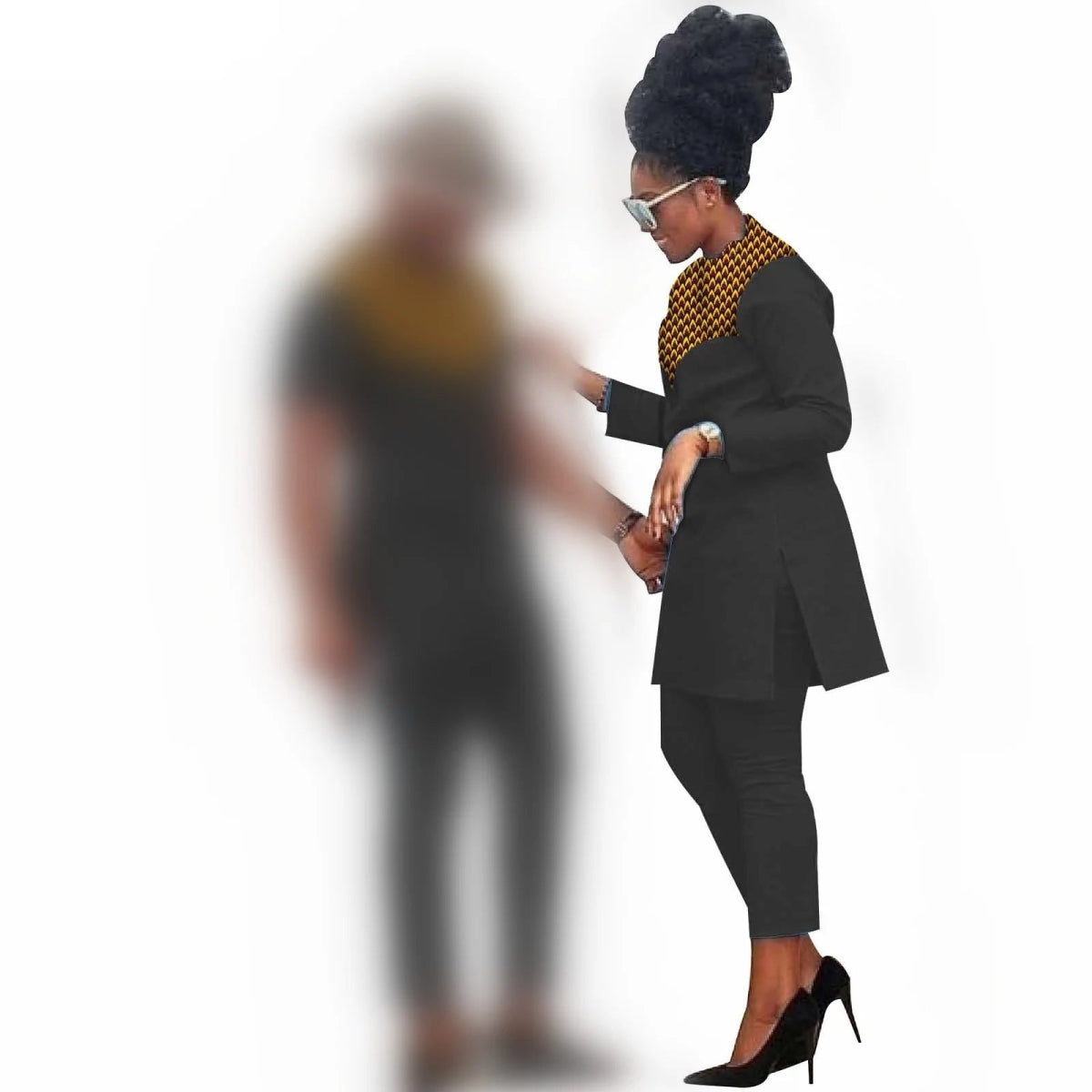 African Couples Matching Clothes – Handmade Bazin Riche Ankara Print for Women and Men - Free Delivery Worldwide only at Flexi Africa