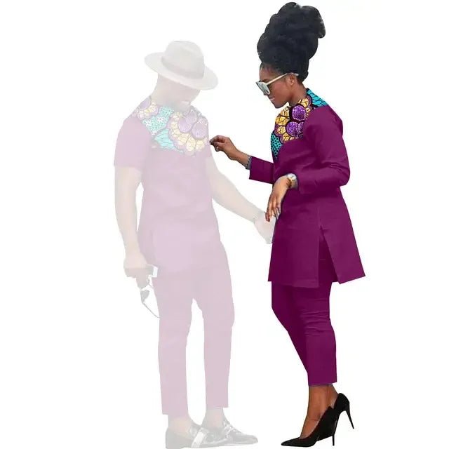 African Couples Matching Clothes – Handmade Bazin Riche Ankara Print for Women and Men - Free Delivery Worldwide only at Flexi Africa