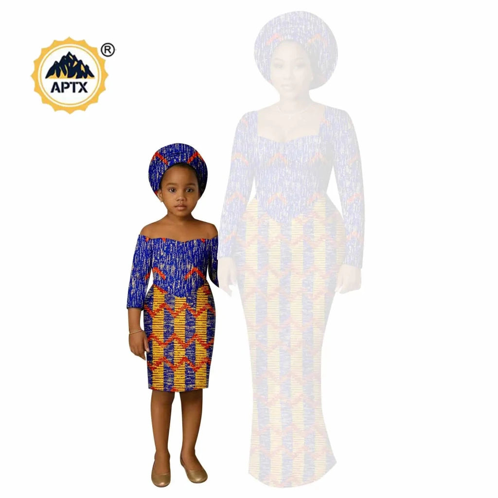 African Dashiki Long Dresses – Ankara Mom and Daughter Matching Family Wear - Free Delivery Worldwide only at Flexi Africa