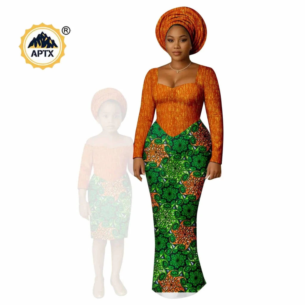 African Dashiki Long Dresses – Ankara Mom and Daughter Matching Family Wear - Free Delivery Worldwide only at Flexi Africa