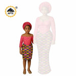 African Dashiki Long Dresses – Ankara Mom and Daughter Matching Family Wear - Free Delivery Worldwide only at Flexi Africa