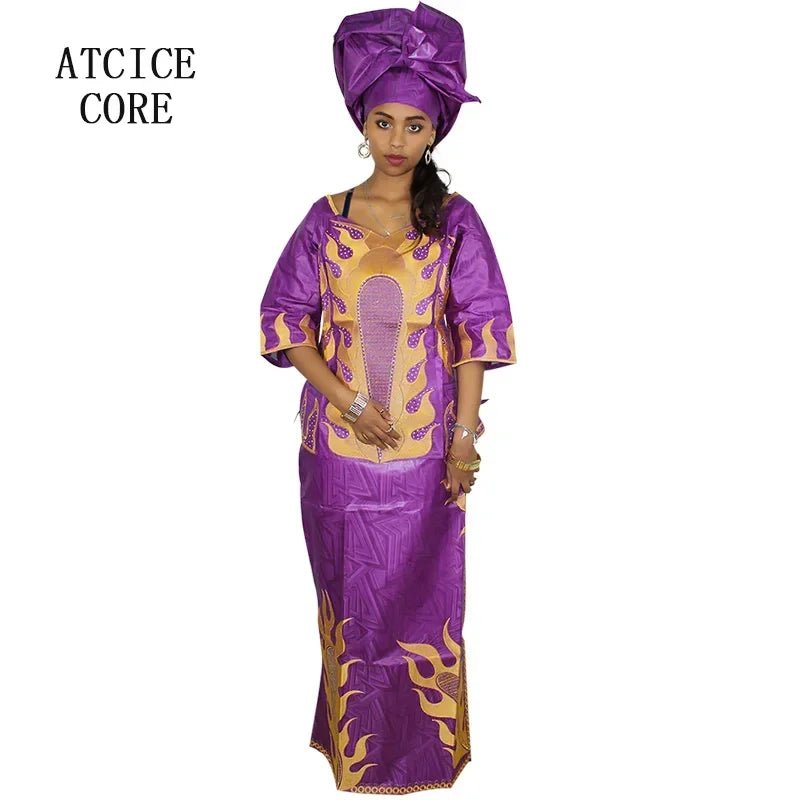 African Dress For Woman Bazin Riche Embroidery Design Up And Down 3Pieces One Set - Free Delivery Worldwide only at Flexi Africa