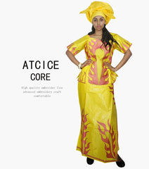 African Dress For Woman Bazin Riche Embroidery Design Up And Down 3Pieces One Set - Free Delivery Worldwide only at Flexi Africa