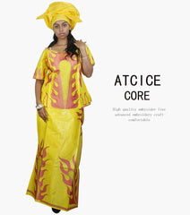 African Dress For Woman Bazin Riche Embroidery Design Up And Down 3Pieces One Set - Free Delivery Worldwide only at Flexi Africa