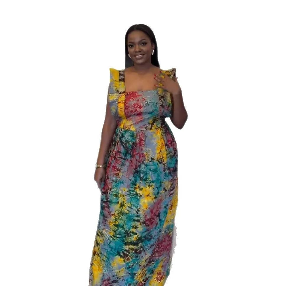African Dresses For Women 2025 New African Clothes Dashiki Spaghetti Strap Ankara Bazin Traditional Robe Africa Long Dress - Free Delivery Worldwide only at Flexi Africa