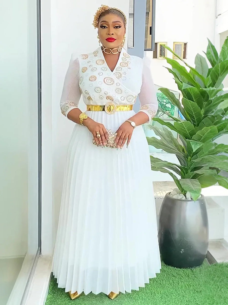 African Dresses for Women 2025 New Fashion Plus Size Sequin Evening Party Long Dress Dashiki Ankara Outfits Robe African Clothes - Free Delivery Worldwide only at Flexi Africa