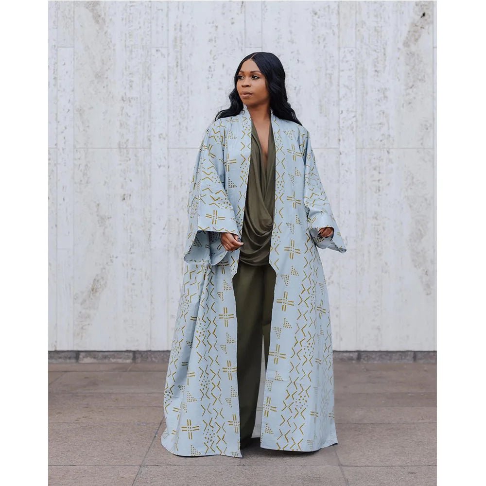 African Dresses for Women African Ethnic Print Loose Long Trench Coat Streetwear Dashiki African Clothes - Flexi Africa - Flexi Africa offers Free Delivery Worldwide - Vibrant African traditional clothing showcasing bold prints and intricate designs