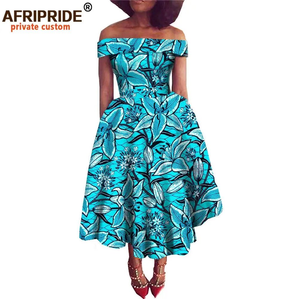 African Dresses for Women Ankara Print Off Shoulder Traditional African Clothing Strapless Dress Ankara Attire A722516 - Free Delivery Worldwide only at Flexi Africa
