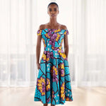 African Dresses for Women Ankara Print Off Shoulder Traditional African Clothing Strapless Dress Ankara Attire